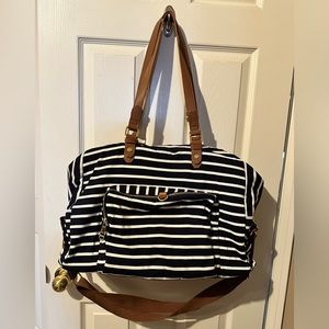 Madden Girl Duffle Bag - Stripped Navy Blue - Like New